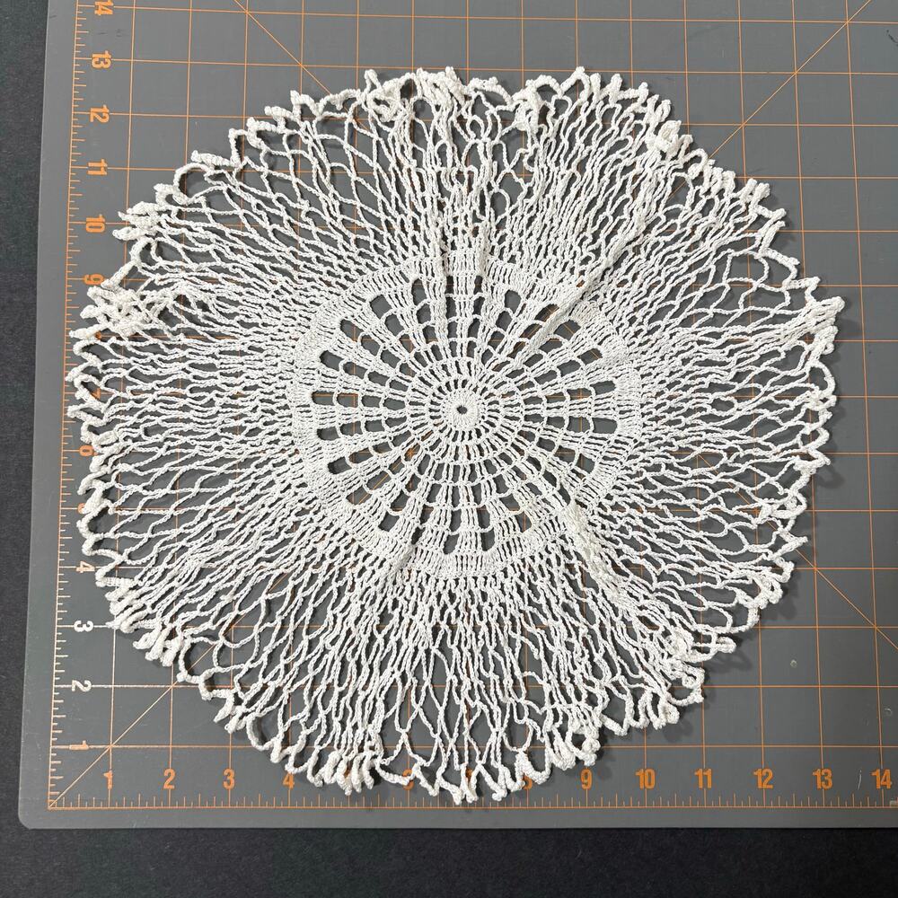 Vintage White Crochet Doily Frilly Lace Handmade Retro 13" Whimsygoth Victorian - Picture 8 of 8